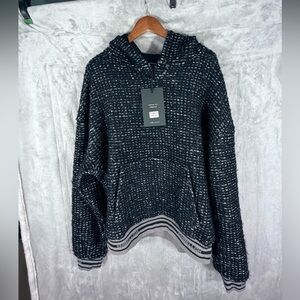 Embellish Textured Sweater Black White XL NWT long sleeve Knit Hoody